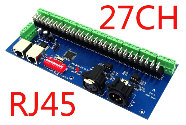 

27-канальный DMX512 RGB контроллер 9 групп RGB 27CH DMX512 декодер DC12-24V вход