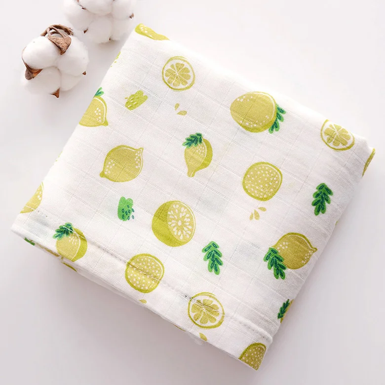 Lemon Муслиновое бамбуковое одеяло для новорожденных муслиновые детские пеленки пеленание младенца Хлопок приема постельные принадлежности банное полотенце спальный - Цвет: Lemon