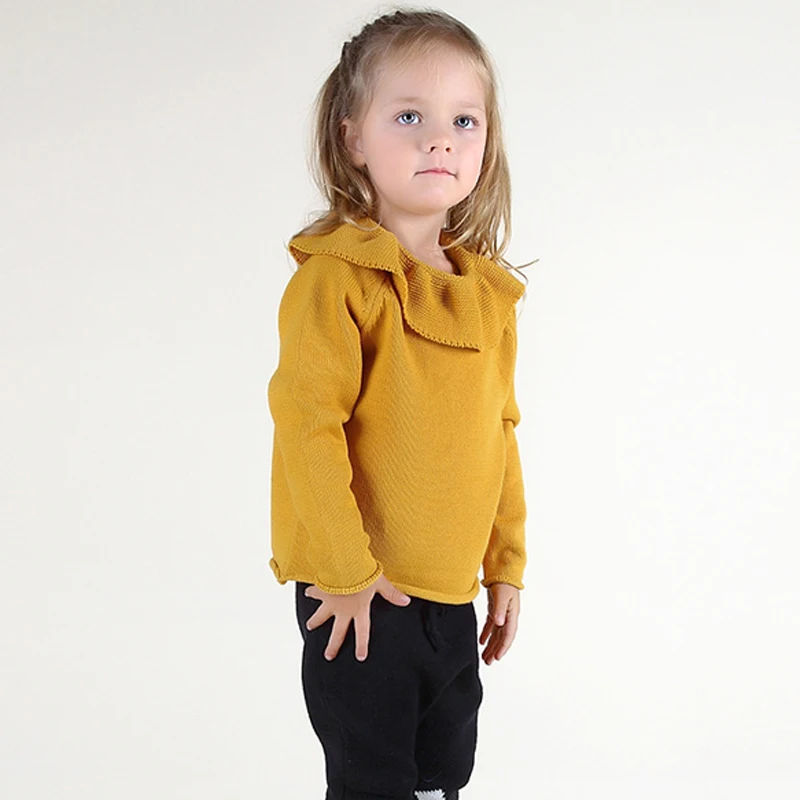 2017 девочки малыша рубашка с воротником в форме листьев лотоса брендовый свитер