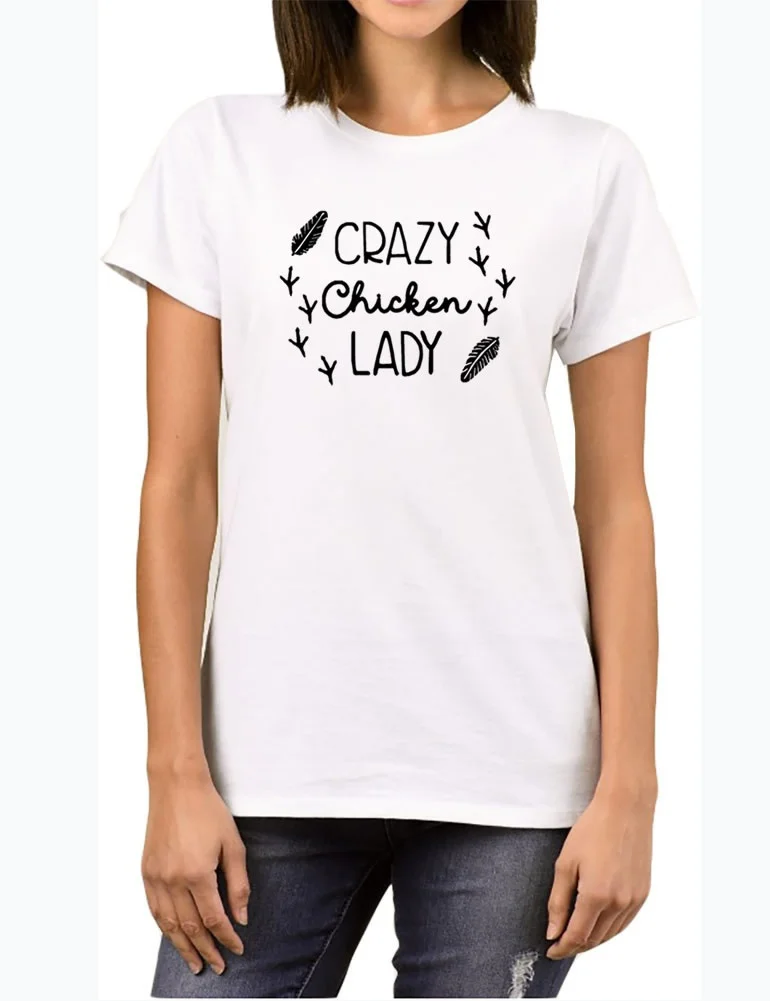 

Crazy Chicken Lady Women's Summer Street Tops Funny T-Shirt camisetas tumblr grunge aesthetic tees graphic fashion goth t shirt