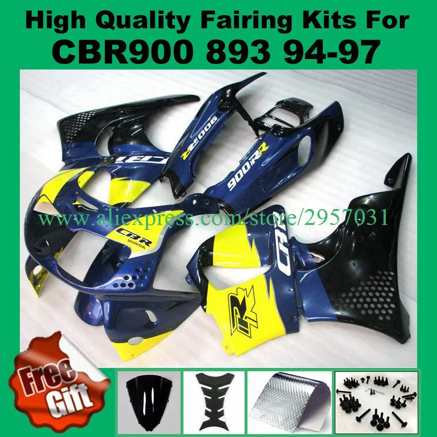 

Free screws+gifts Blue Yellow fairings for Honda CBR900RR 893 92 93 94 95 fairing kit CBR 893RR 1992 1993 1994 1995