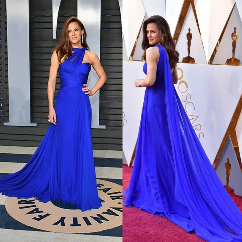 Royal Blue JaneVini сексуальное Королевское синее платье знаменитостей Дженнифер Гарднер шифон Оскар Zeemeermin Русалка Вечерние платья для красной дорожки - Цвет: Royal Blue