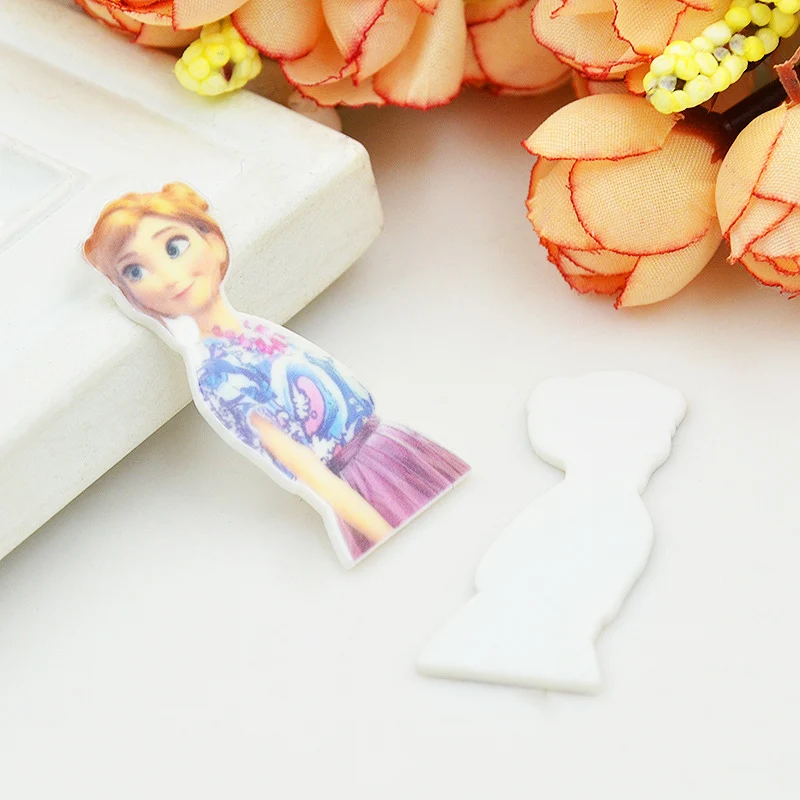 Kawaii Мультфильм плоское заднее украшение из смолы сестра Эльза королева фигурка