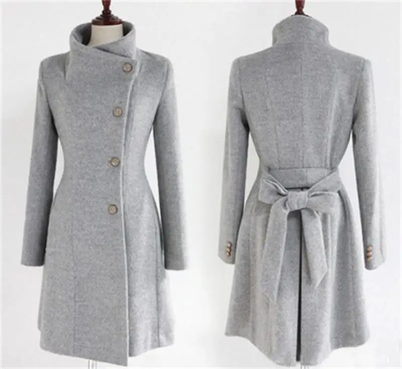 

autumn and winter new women's Korean version of the long section of the woolen coat Slim collar collar coat ladies coat fashion