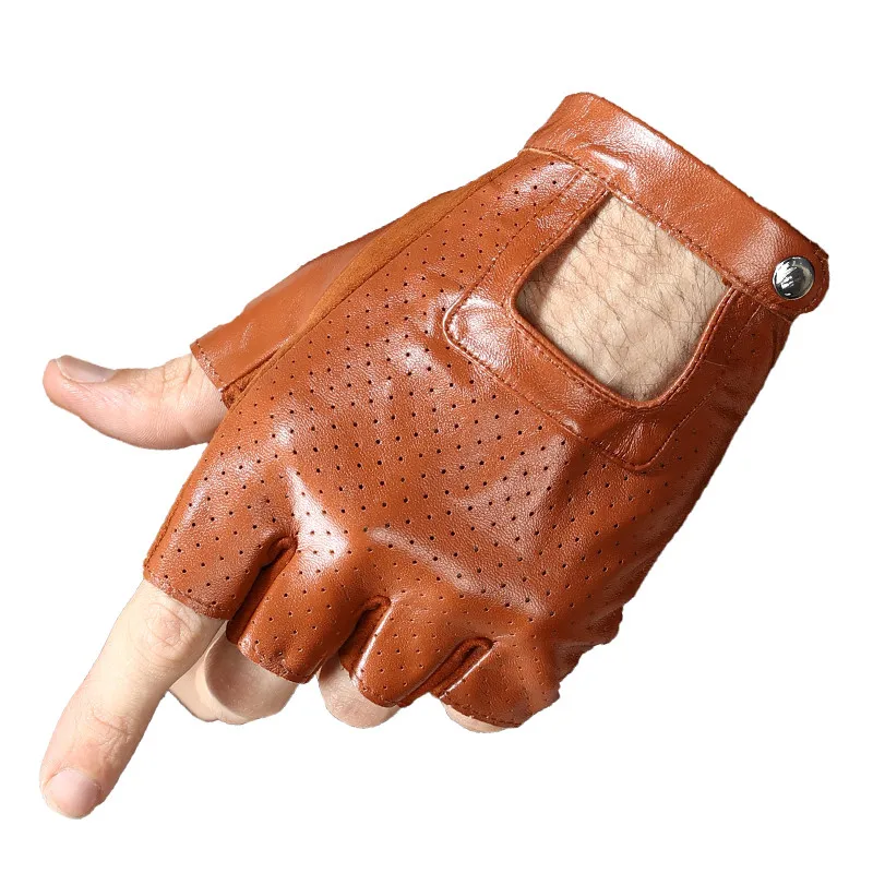 Полуботинки из натуральной кожи перчатки без пальцев Мужской летняя тонкая