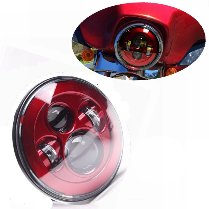 Bakuis Harley moto " Круглый H4 светодиодный HeadlIights с 4-1/2" прохождения лампы 4," светодиодный фонарь для Harley Davidson(красный