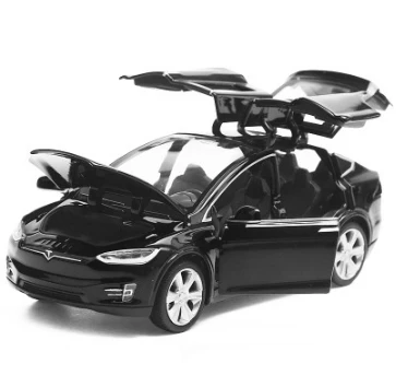 Black Модель автомобиля из 1:32 сплава Tesla модель X металлическая литая под давлением игрушечная машина автомобиль с откидной спинкой мигающий музыкальный для детей Подарки - Цвет: Black