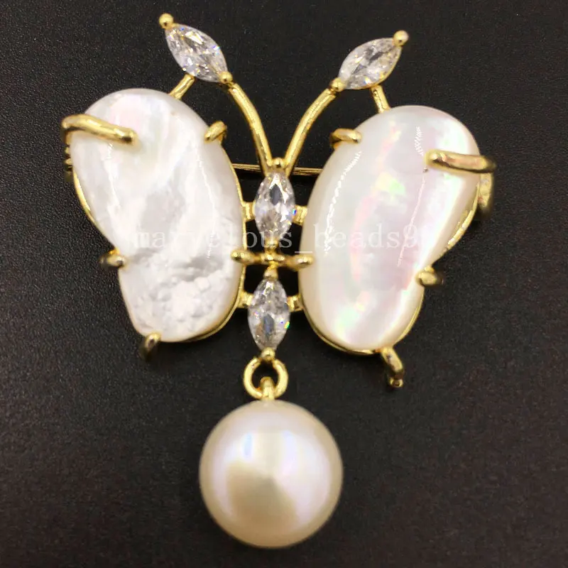 Free Shipping Beautiful jewelry Colorful Mother of pearl Shell Flower Women Butterfly Bead Brooches 1Pcs WB627b | Украшения и