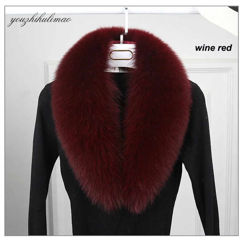 wine red Ms. MinShu натуральный Лисий мех воротник шарф для женщин Зимний лисий мех шарф натуральный Лисий кожа воротник шеи Теплый на заказ - Цвет: wine red