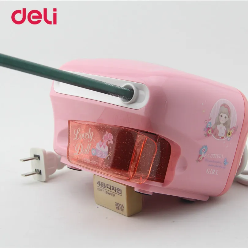 Новинка электрическая точилка для карандашей Deli с мультипликационным рисунком