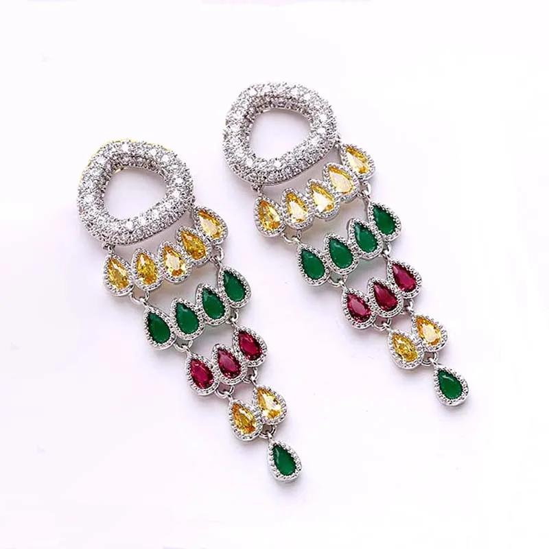 

Серьги-подвески женские из серебра винтажные капли пробы, с изображением красных деревьев