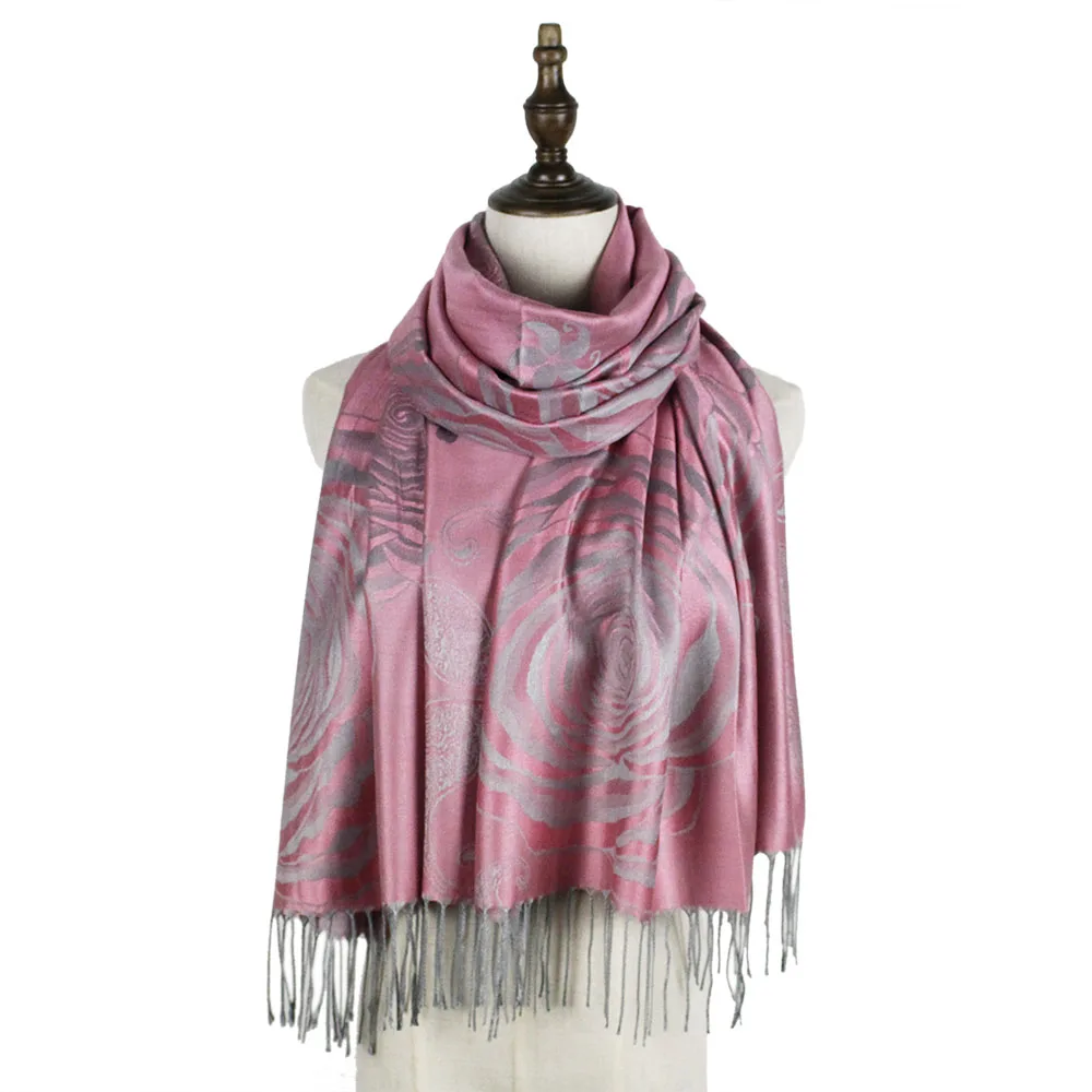 light pink Amice пашмины жаккардовый шарф из искусственного шелка с бахромой цветочный женский шарф шали шарфы женские накидки Шарф Палантин capelet vimpa шейный платок - Цвет: light pink
