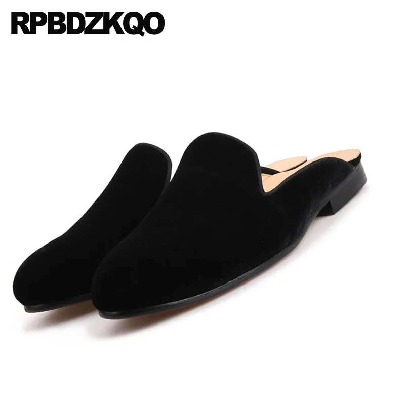 11 Flats 47 Custom European Mules Brand Slides Blue Black Sandals Big Size Elegant Fashion Luxury Velvet Casual Shoes Men Runway | Обувь