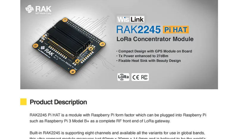 Модуль концентратора платы WisLink LoRa с Raspberry Pi на основе SX1301 RAK2245 Pi HAT gps антенна Предустановленная LoRa шлюз OS