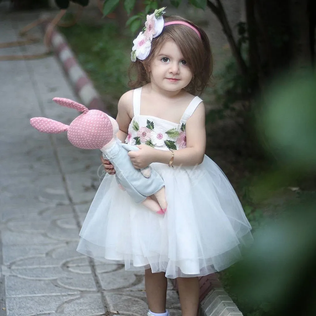 Toddler Kids Baby Girls Clothing Flower Princess Sleeveless Tulle Suspender Lacing Dress Birthday Party Outfits | Детская одежда и