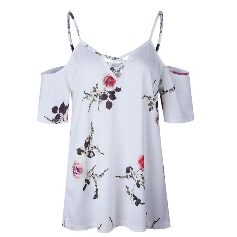 

hirigin Fashion Sexy Womens hollow Shoulder Caged blouse Summer Short Sleeve Casual Tops Blouses blousa women female