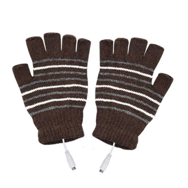 USB перчатки с подогревом для женщин осень зима хлопок теплые трикотажные без