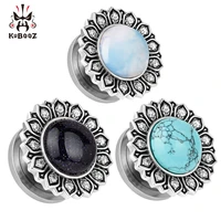 kubooz piercing jewelry stainless steel stone logo ear gauges plugs and tunnels body jewelry mix size lot