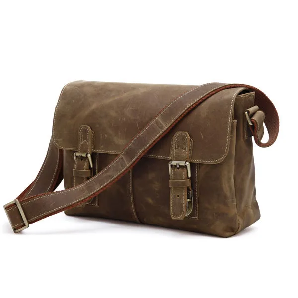 High Quality Vintage Brown Thick Durable Crazy Horse Genuine Leather Men Messenger Bags Male Shoulder M6002 | Багаж и сумки