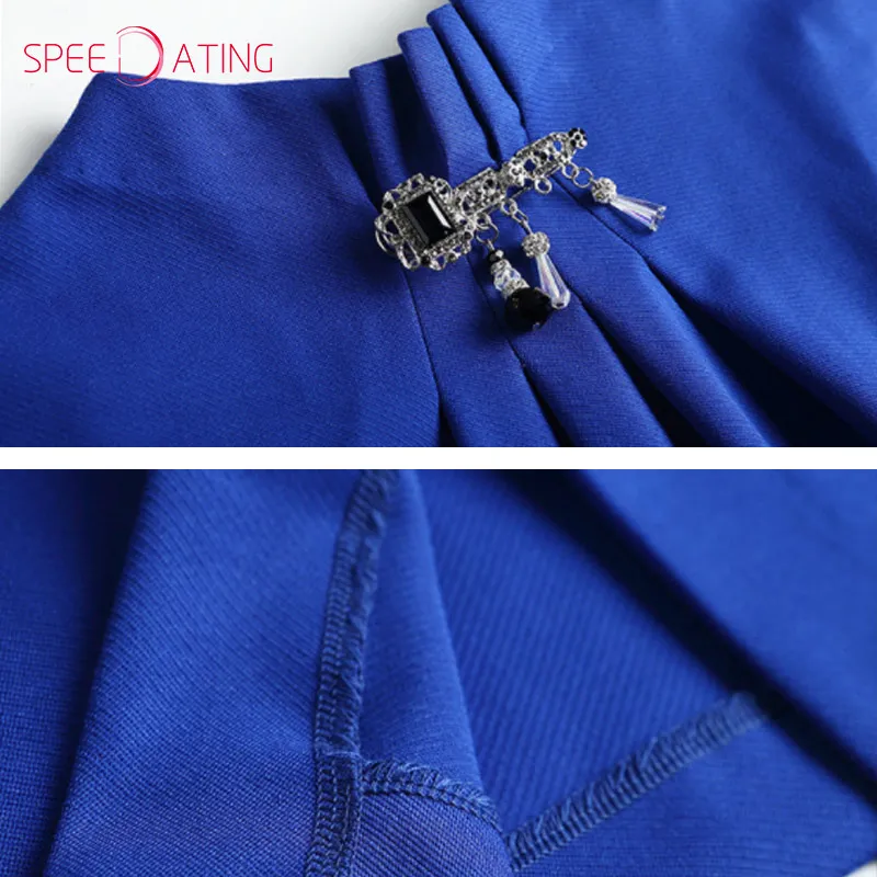Vintage Fashion Band Collar Batwing Sleeve Brooch Midi Bodycon Dress Short High Neck Women Party Dresses 2017 SPEEDATING | Женская