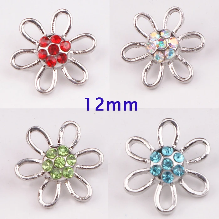 

XH2701 flower crystal 12mm Metal Snap button DIY bracelet