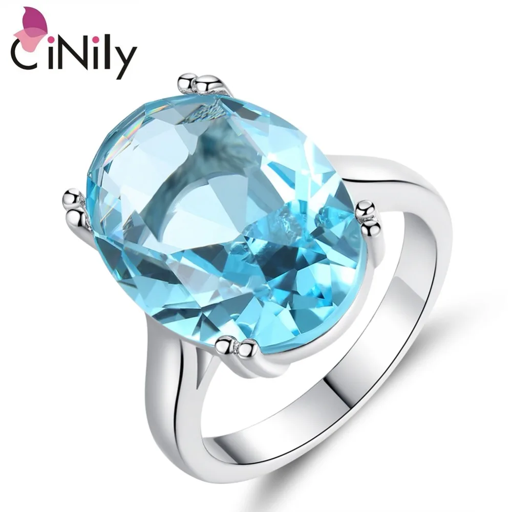 Кольцо CiNily Created кольцо из синего камня с серебряным покрытием оптовая продажа