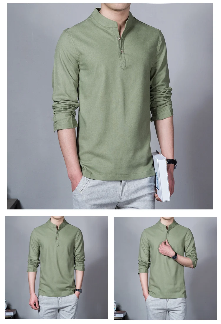 Новые летние мужские рубашки на пуговицах camisa masculina мужские рубашки Мода дропшиппинг мешковатое однотонное хлопковое белье одежда с длинными рукавами
