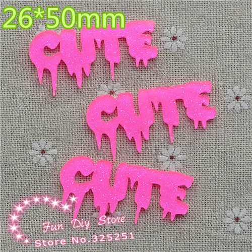 Акриловая блестящая темно-розовая Милая надпись с плоским основанием для