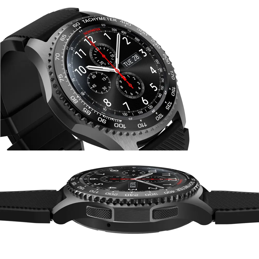Чехол с кольцом для samsung Galaxy 46 мм/gear S3 Frontier, защитный чехол с кольцом, металлические часы-наклейка, аксессуары