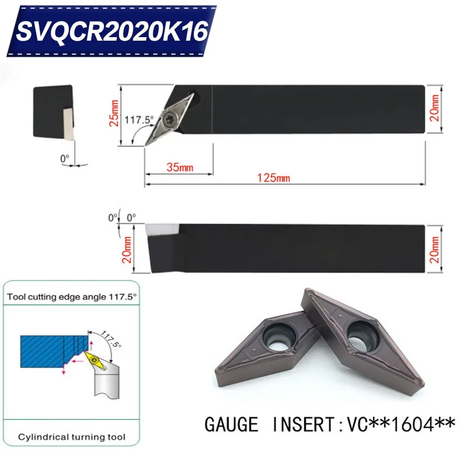 Svqcr20k16 117 5 градусов Внешний поворотный держатель инструмента для VCMT160408 VCMT160404