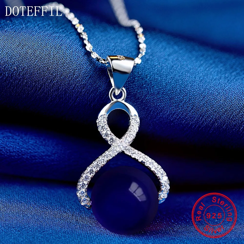 Ожерелье с подвеской из бисера 10 мм ювелирные изделия серебра 925 пробы женское