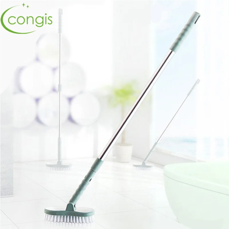 

Congis Long handle bathroom brush Aluminum Pole Tiles corner Brushes Stretchable Rotation Bathroom Floor Cleaning Tools