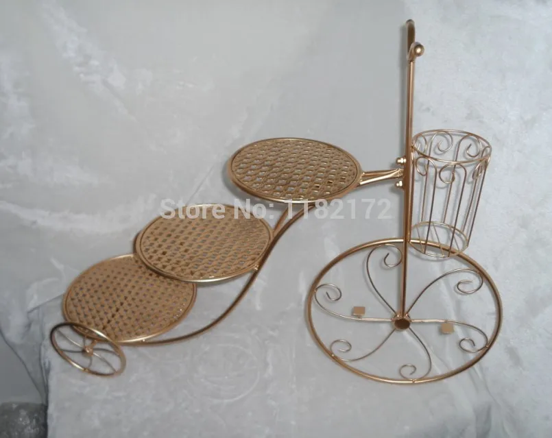 

Трехуровневый Круглый Золотой велосипедный держатель для торта