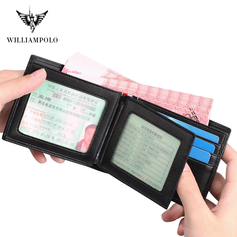 Brand Busines Men Wallet Genuine Leather Bifold Wallet Bank Credit Card Case ID Holders Male Coin Purse Pockets New