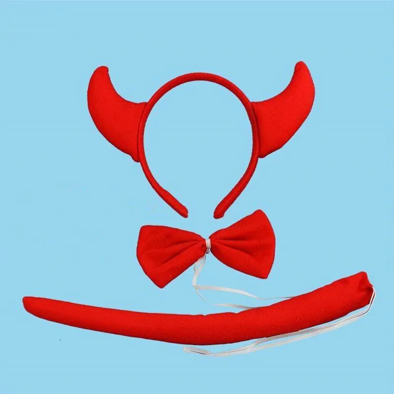 Животное Devil Рога повязка на голову с бантом костюм Хэллоуин вечерние