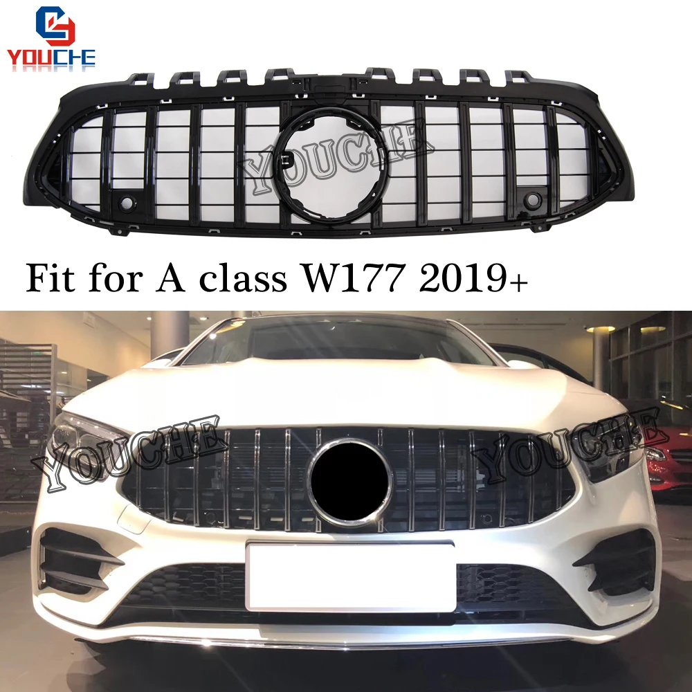 GT решетка для нового Mercedes A Class W177 A160 A180 A200 A220 A250 2019 + передний бампер AMG сетка черный