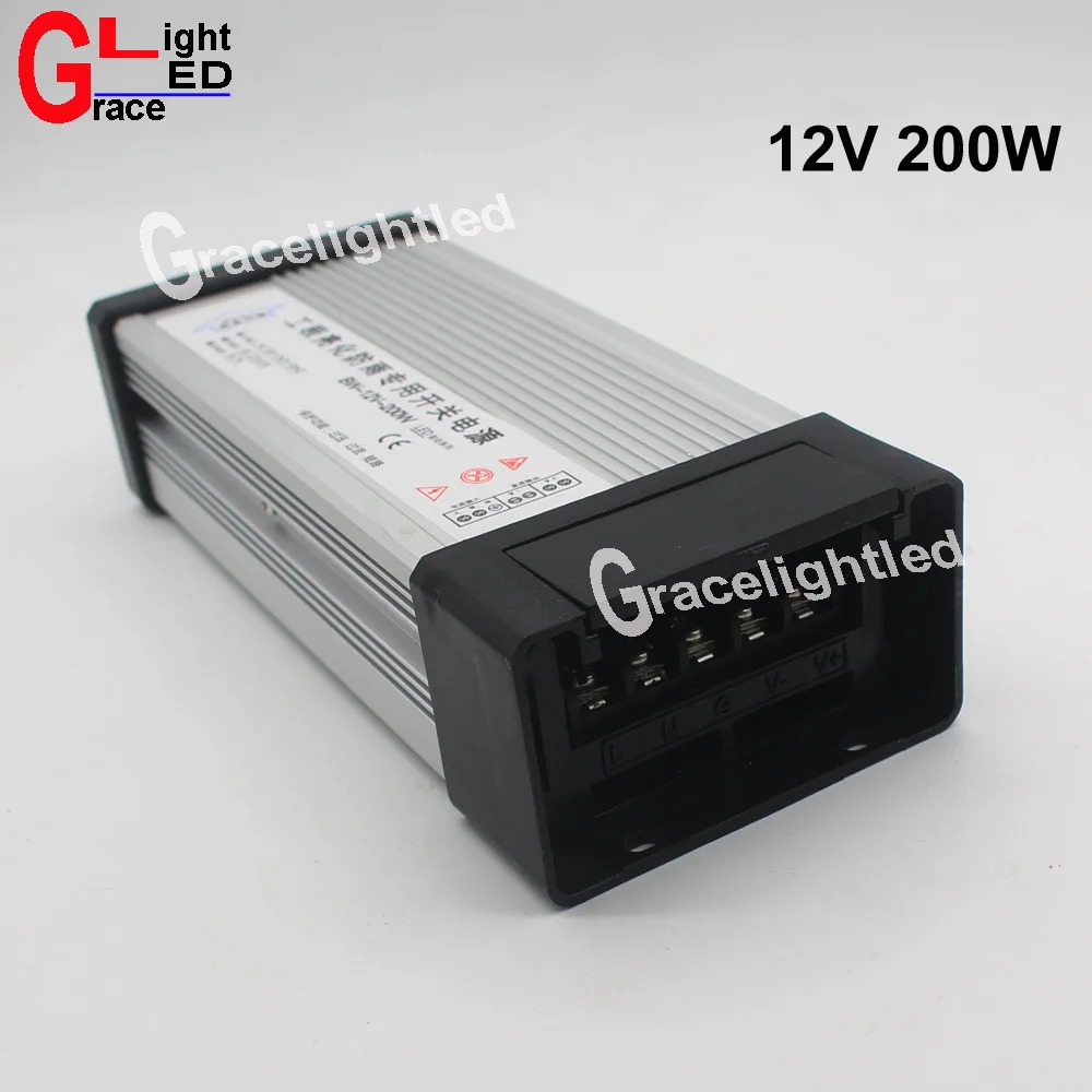 DC12V LED наружный непромокаемый источник питания 16.7A 200 Вт СВЕТОДИОДНЫЙ Драйвер