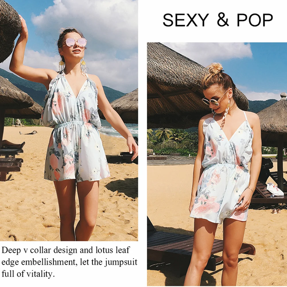 2018 новое летнее женское платье шифон Sexy Beach Цветочный принт Высокая Талия Туника