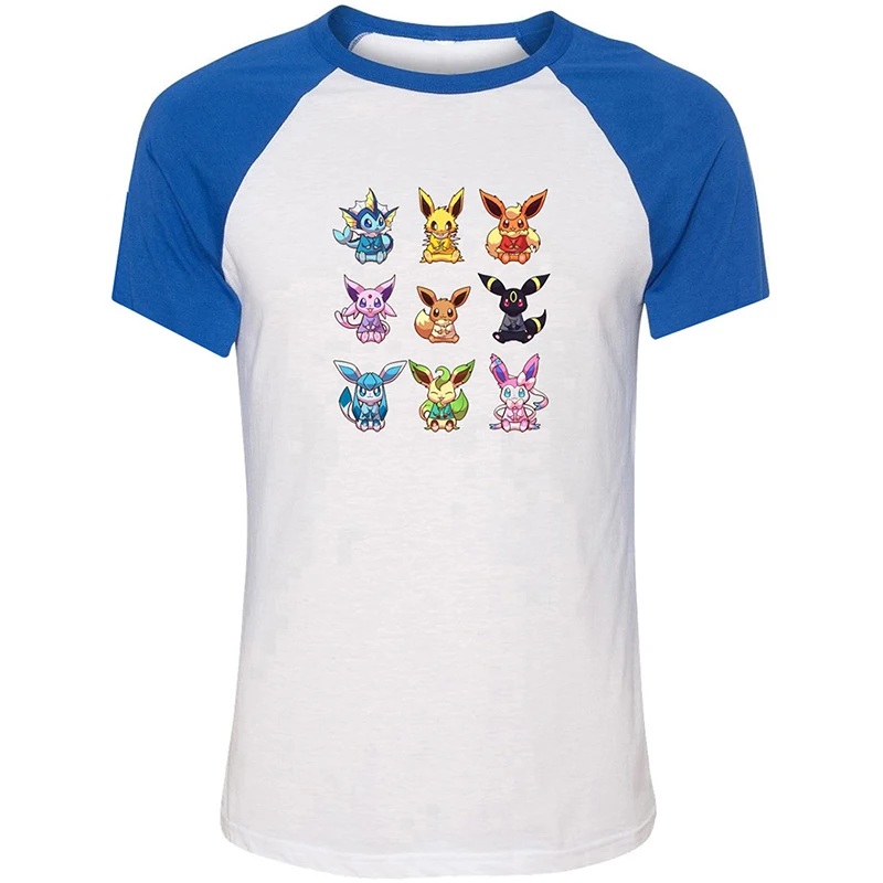 Милая Мужская футболка с принтом Pokemon eevee family Jolteon Leafeon Umbreon Glaceon Vaporeon Sylveon цвет