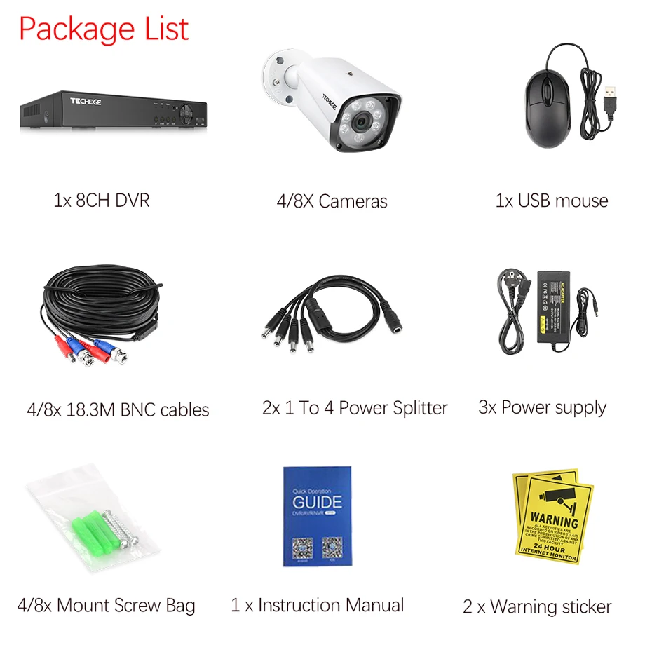 Techege 4MP видео камера система 8CH AHD DVR комплект 4 шт. 4.0MP HD водонепроницаемый уличный