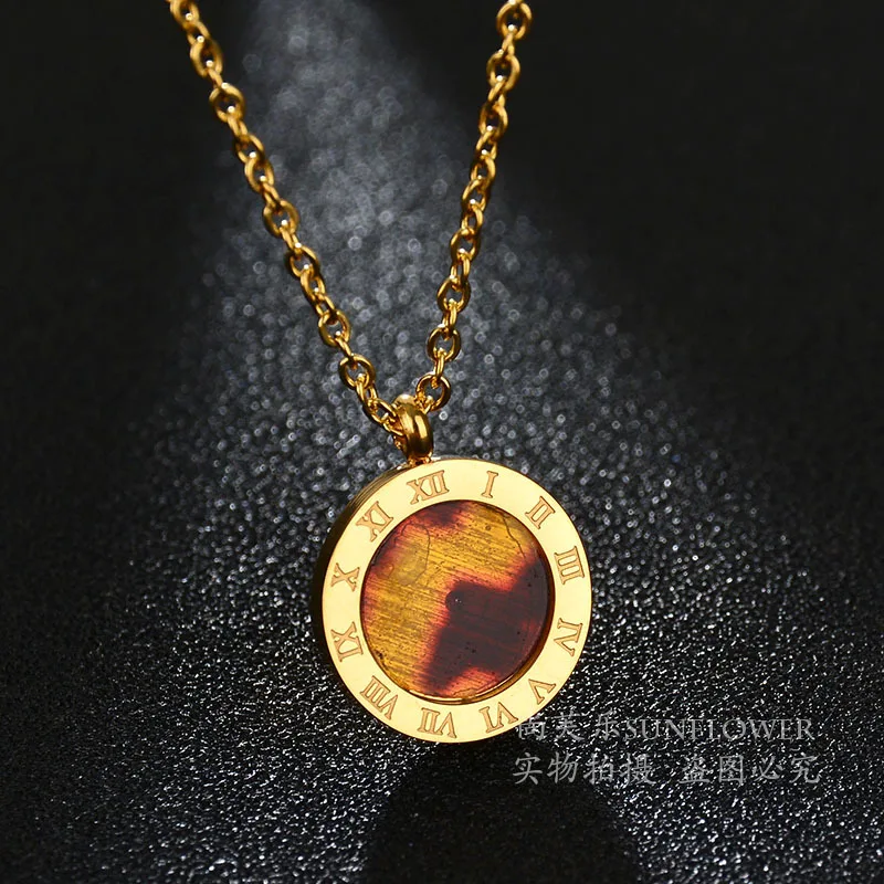 Eleple Simple Roman Digital Stainless Steel Necklaces Women Fashion Party Celebration Gifts Necklace Jewelry Accessories S-N28 | Украшения