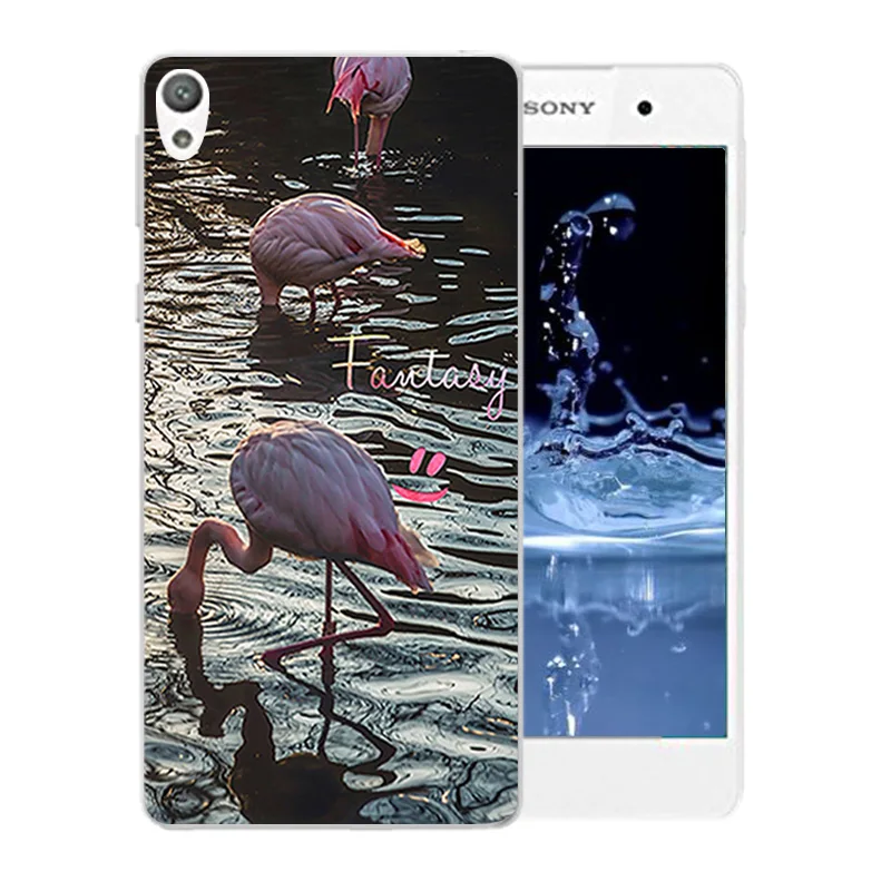 Рисунок Фламинго Мягкий силиконовый чехол с бантом для sony Xperia E5 E 5 F3311 F3313 ТПУ