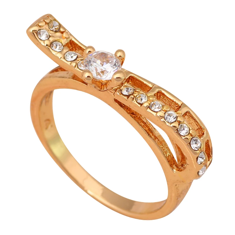 White Zircon Simple design Fashion Jewelry Gold tone Health Plating Element Ring sz #5.75 #6.75 JR1871 | Украшения и аксессуары