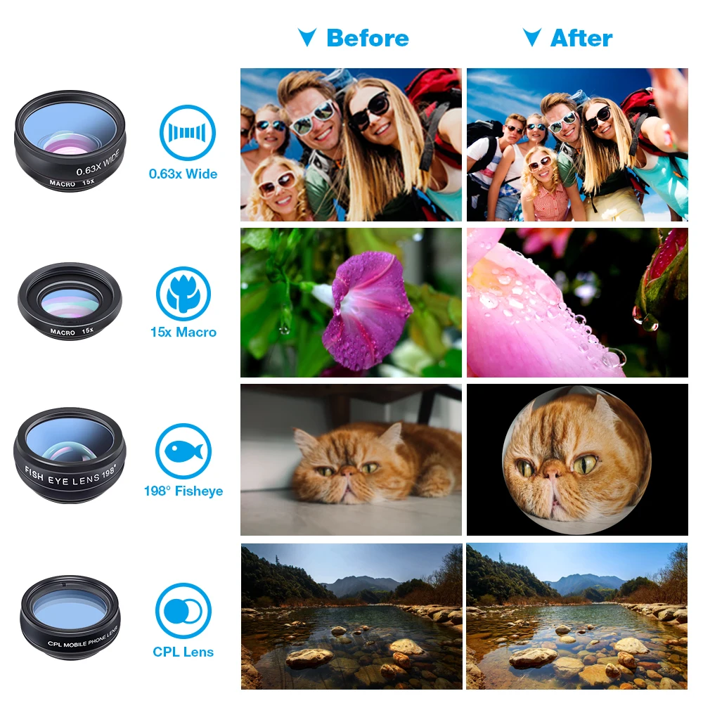 apexel 1 set lens 10 in 1 phone camera lens kit fish eye wide macro star filter cpl lenses for iphone xs mate samsung htc lg free global shipping