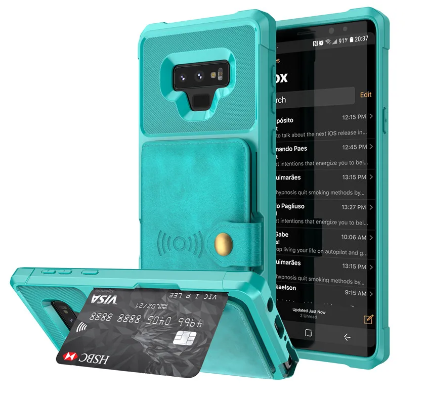 Light blue Роскошный чехол-кошелек на магнитной застежке для samsung Galaxy Note 9, S9, s10 Plus, s10e, с подставкой для карт, Гибридный Силиконовый бампер, кожаный чехол-накладка - Цвет: Light blue