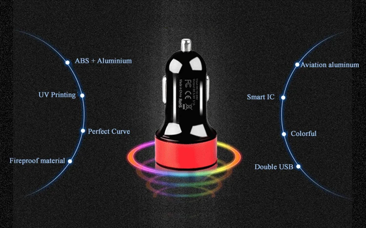 Зарядное устройство для автомобиля с двумя портами USB 5В адаптер 2A универсальное