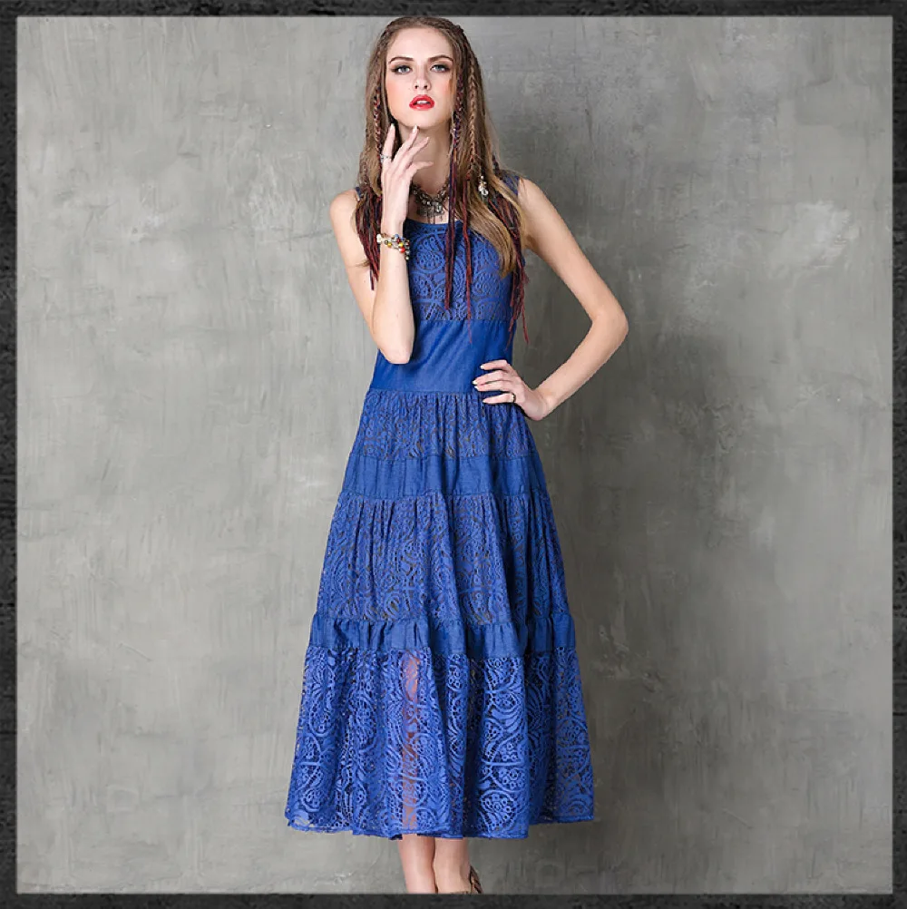 Кир бренд Лето 2017 г. Новый Для женщин Кружево платье чешские тонкий шить | Женская