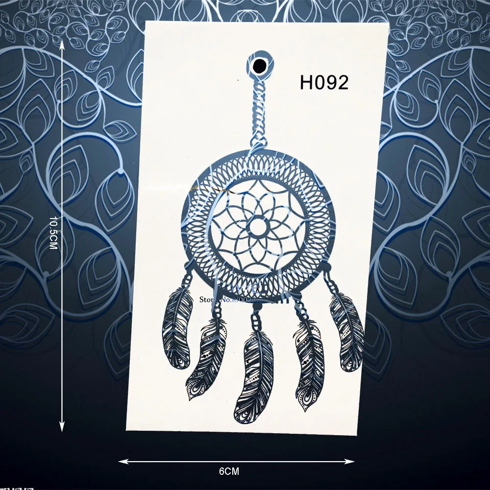 Новый Ловец снов татуировки Наклейки Водонепроницаемый черная хна Dream Catcher