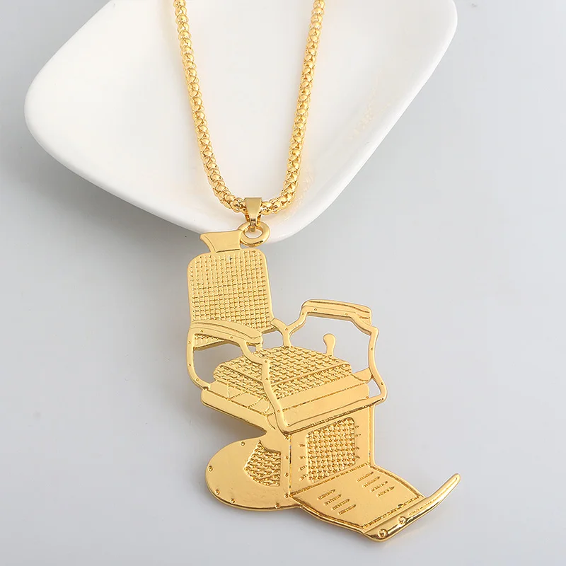 Fashion Jewelry Barber's Series Necklaces Hip Hop Barber chair Hairdresser Gothic chain Necklace Two colors available | Украшения и