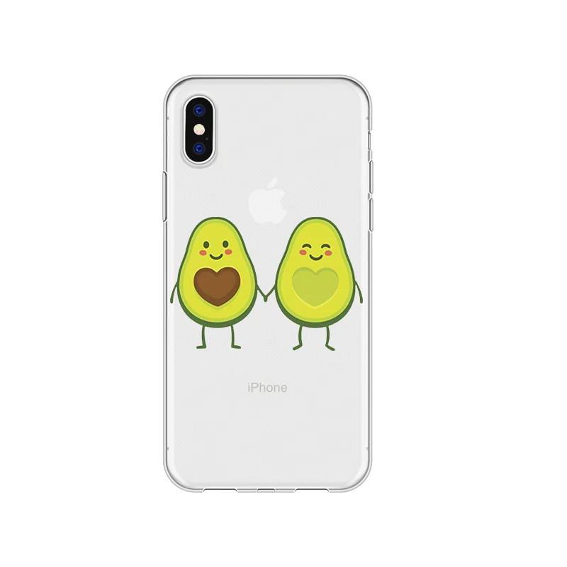 A201787 Мультяшный чехол для телефона, чехол для iPhone XR 7 8 Plus X XR MAX 5 SE Plus, милый забавный Прозрачный чехол для телефона с авокадо для iPhone 6 6s - Цвет: A201787